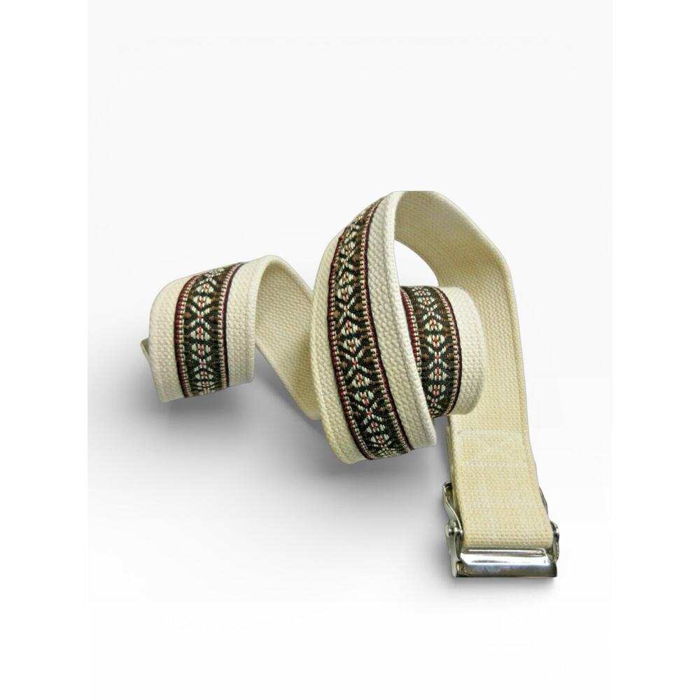 Posey Adjustable Woven Canvas Belt Retro Southwestern Beige Brown Black Cali New